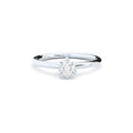 reinvented 6 prong solitaire engagement ring with lab grown diamonds by Formes