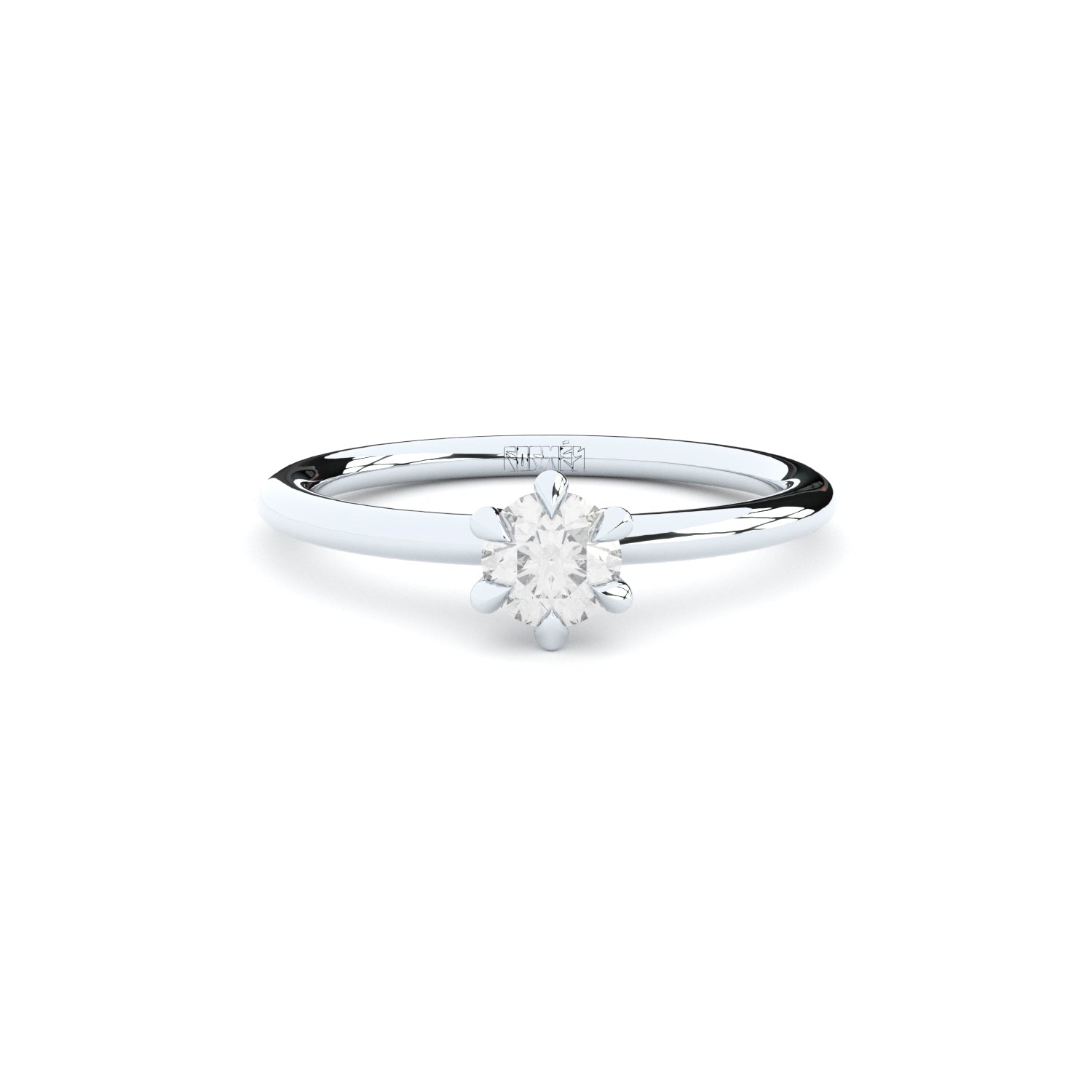 reinvented 6 prong solitaire engagement ring with natural or lab grown diamonds by Formes