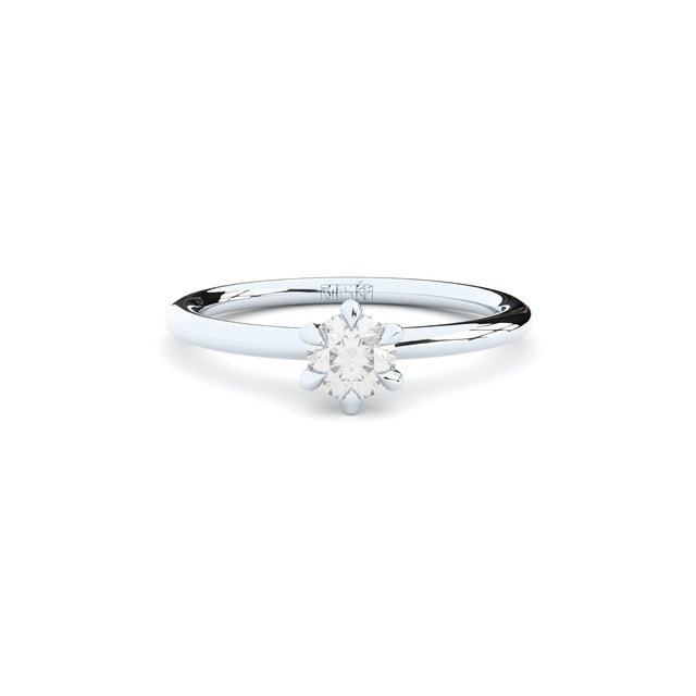 reinvented 6 prong solitaire engagement ring with natural or lab grown diamonds by Formes