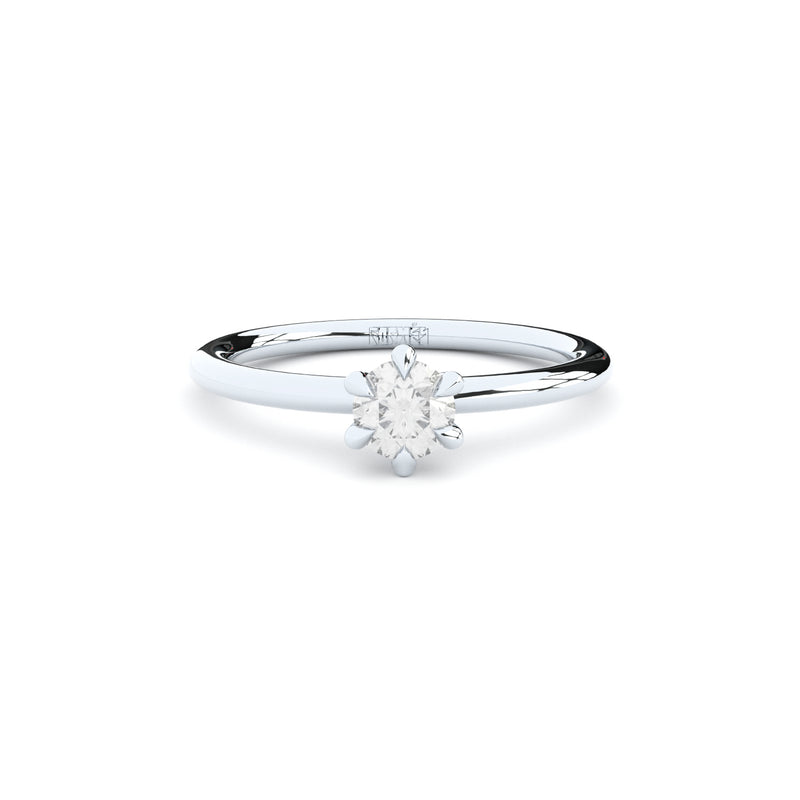 reinvented 6 prong solitaire engagement ring with natural or lab grown diamonds by Formes
