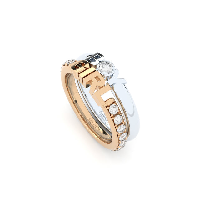 stackable boy and girl ring set with lab grown diamonds eternity band from Formes