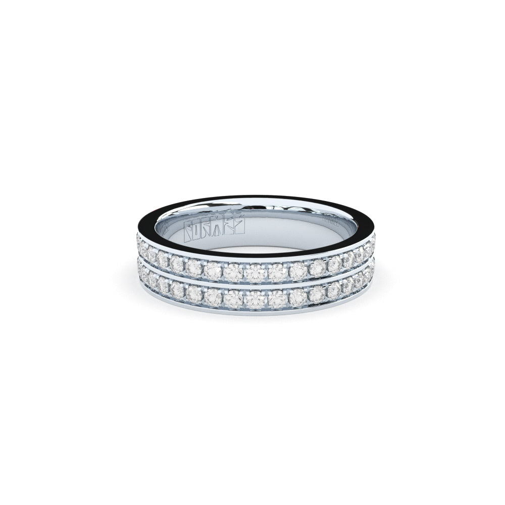 diamonds wedding ring two rows pave setting