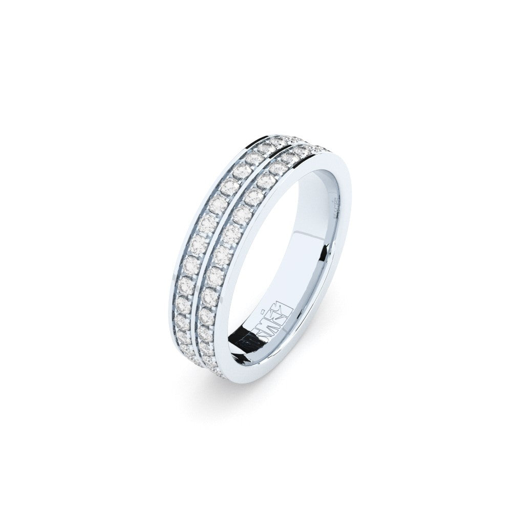 diamonds wedding ring two rows pave setting
